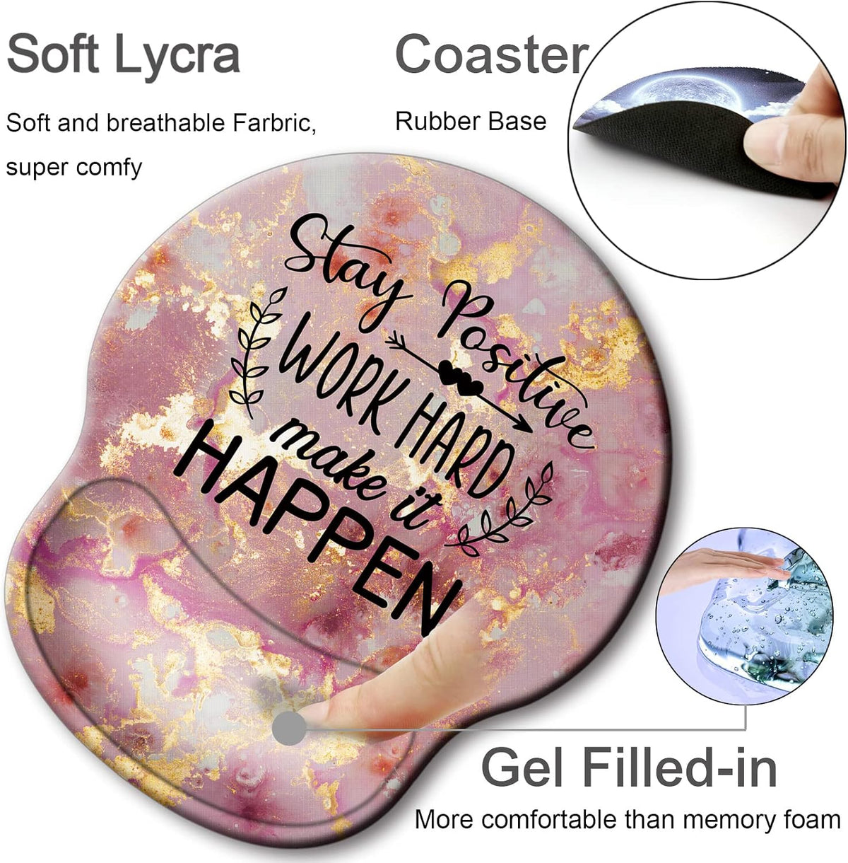 Ergonomic Mouse Pad with Wrist Support Rest,Large Mousepad Gel Wrist Rest, with Coaster Non-Slip & Pain Relief for Computer, Desk, Home&Office-Beach - Colors B