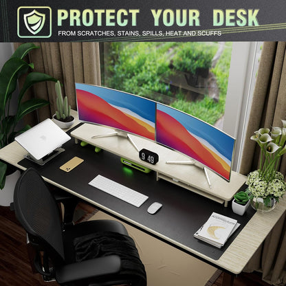 K KNODEL Large Office Leather Desk Mat, Mouse and Keyboard Pad, Computer and Laptop Mat, Desktop Protector and Cover, Writing Pad and Blotter (31.5"x15.7", Black)