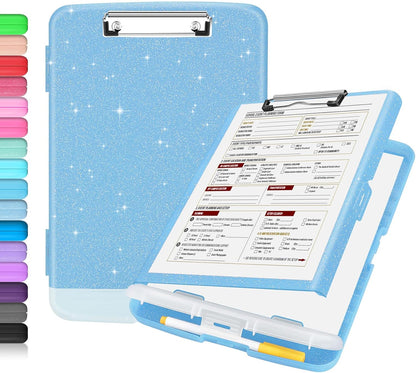 Clipboard with Storage, Clip Board 8.5 x 11 with Pen Holder, High Capacity Plastic Organization Case Box for Letter Legal A4 Size Paper, Nurses Teachers Must Haves, School & Office Supplies