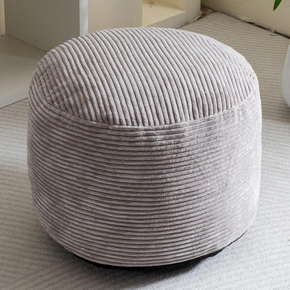 Round Stuffed Pouf Ottoman, Corduroy Poufs with Foam Chunk Filling, Furry and Fluffy Pouf Foot Stool Storage Ottoman, 20 X 15 Floor Poufs Foot Rest for Living Room, Dark Grey
