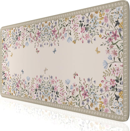 Desk Mat,Mouse Pad for Office Desk,35.4x15.7in,Pink Flowers