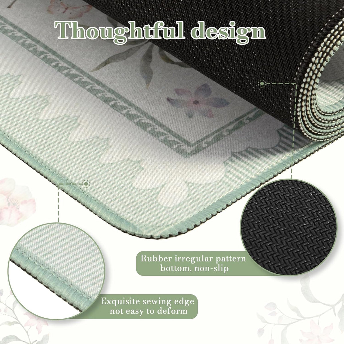 Desk Mat,Mouse Pad for Office Desk,35.4x15.7in,Pink Flowers