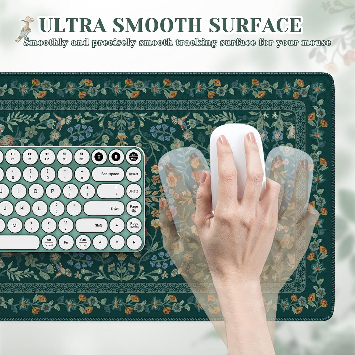 iCasso Desk Mat for Keyboard and Mouse, Large Mouse Pad, Desk Pad Mat, Anti-Slip Big Mousepad with Stitched Edges for Computer Desktop(Deep Green)