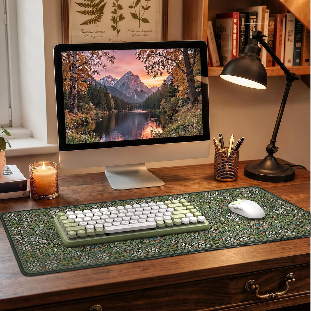 iCasso Desk Mat for Keyboard and Mouse, Large Mouse Pad, Desk Pad Mat, Anti-Slip Big Mousepad with Stitched Edges for Computer Desktop(Deep Green)