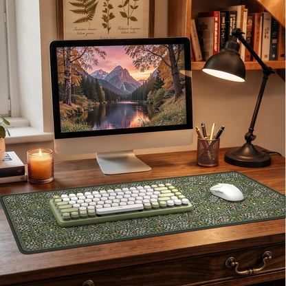 iCasso Desk Mat for Keyboard and Mouse, Large Mouse Pad, Desk Pad Mat, Anti-Slip Big Mousepad with Stitched Edges for Computer Desktop(Deep Green)