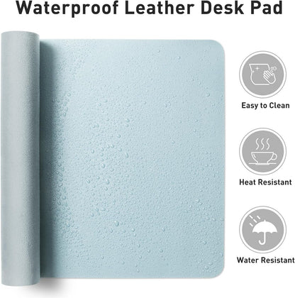 Aothia Leather Office Desk Pad Protector, Non-Slip PU Leather Desk Blotter, Waterproof Laptop Writing Mouse Pad for Office and Home, Black, 31.5" x 15.7" - Colors B