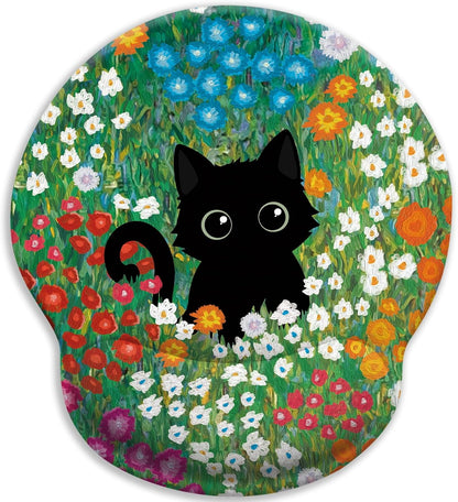 LIMKRIAN Cat Ergonomic Mouse Pad with Wrist Rest, Gaming Mouse Pad with Wrist Support, Funny Mouse Pads for Desk, Computer Mousepad with Non-Slip Pain Relief PU Base, Cute Office Desk Accessories - Colors B