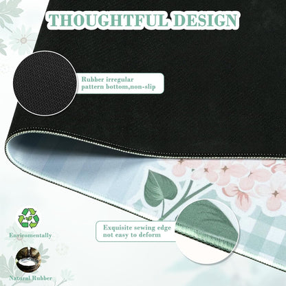 Desk Mat,Mouse Pad for Office Desk,35.4x15.7in,Pink Flowers