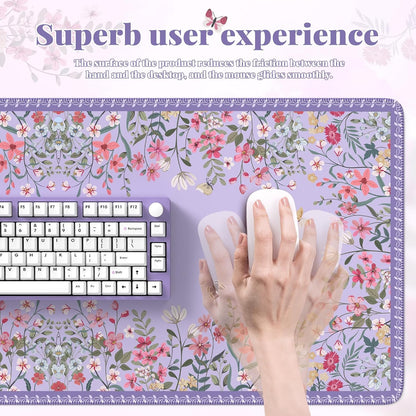Desk Mat,Mouse Pad for Office Desk,35.4x15.7in,Pink Flowers