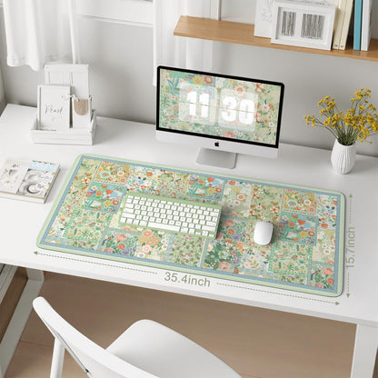 Desk Mat,Mouse Pad for Office Desk,35.4x15.7in,Pink Flowers