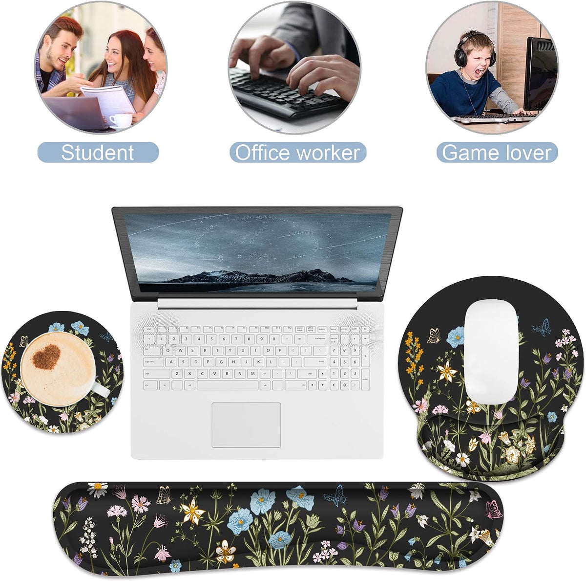 Ergonomic Mouse Pad with Wrist Rest and Keyboard Wrist Rest, Mousepad