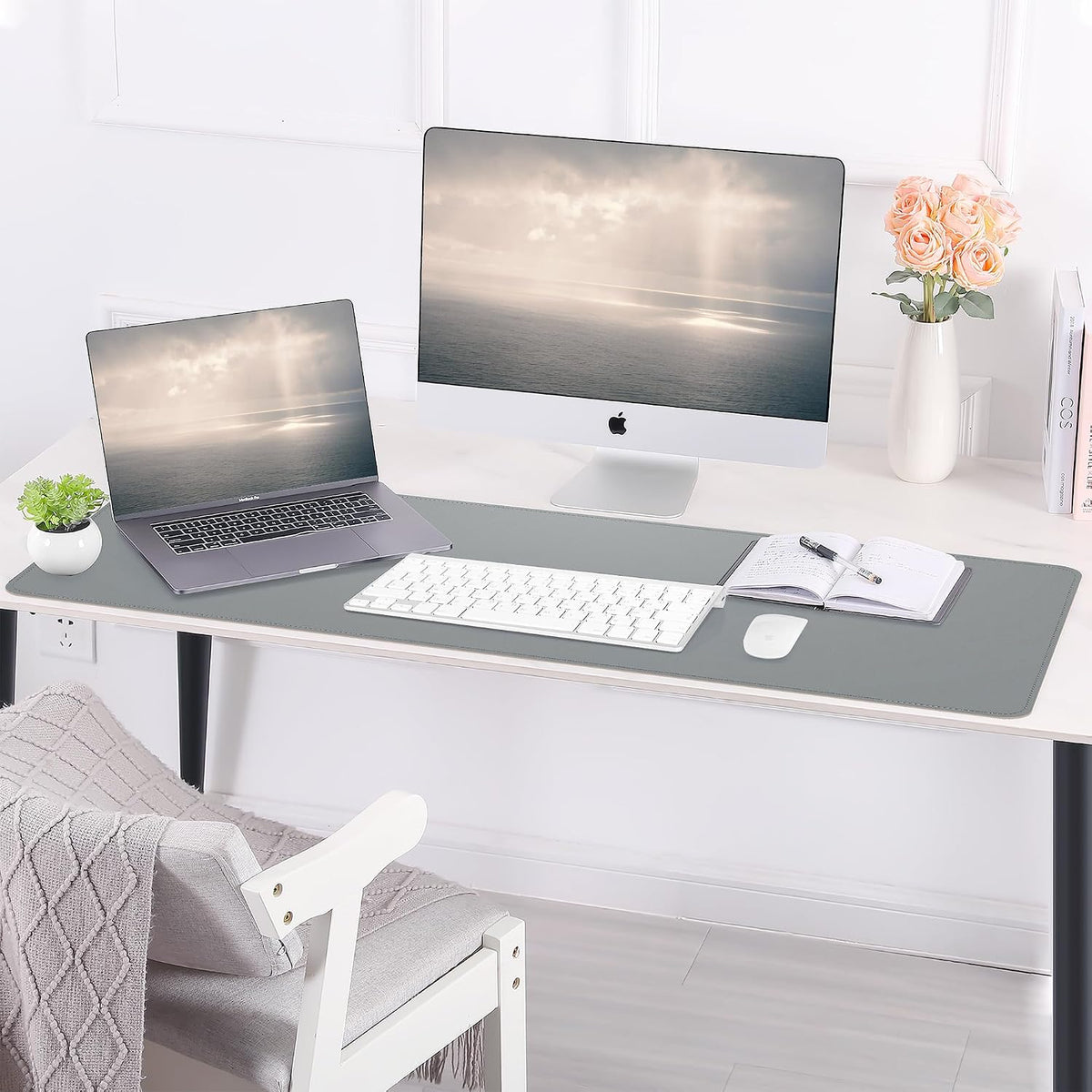 Large Desk Mat, 47" x 17", Black