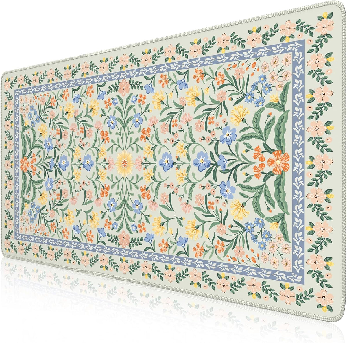 iCasso Desk Mat for Keyboard and Mouse, Large Mouse Pad, Desk Pad Mat, Anti-Slip Big Mousepad with Stitched Edges for Computer Desktop(Deep Green)