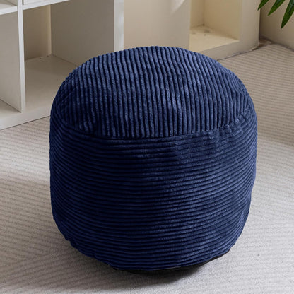 Round Stuffed Pouf Ottoman, Corduroy Poufs with Foam Chunk Filling, Furry and Fluffy Pouf Foot Stool Storage Ottoman, 20 X 15 Floor Poufs Foot Rest for Living Room, Dark Grey