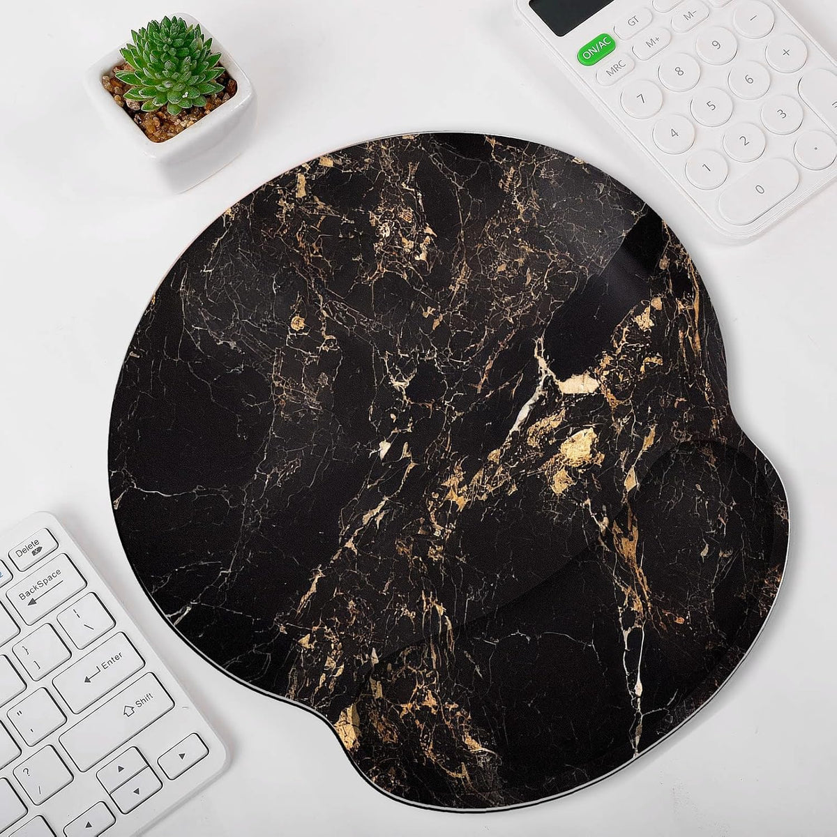 KONVINIT Ergonomic Mouse Pad with Wrist Rest, Small Mousepad with Non-Slip Rubber Base and Smooth Surface, Beach Mouse Pads for Desk, Office Desk Accessories