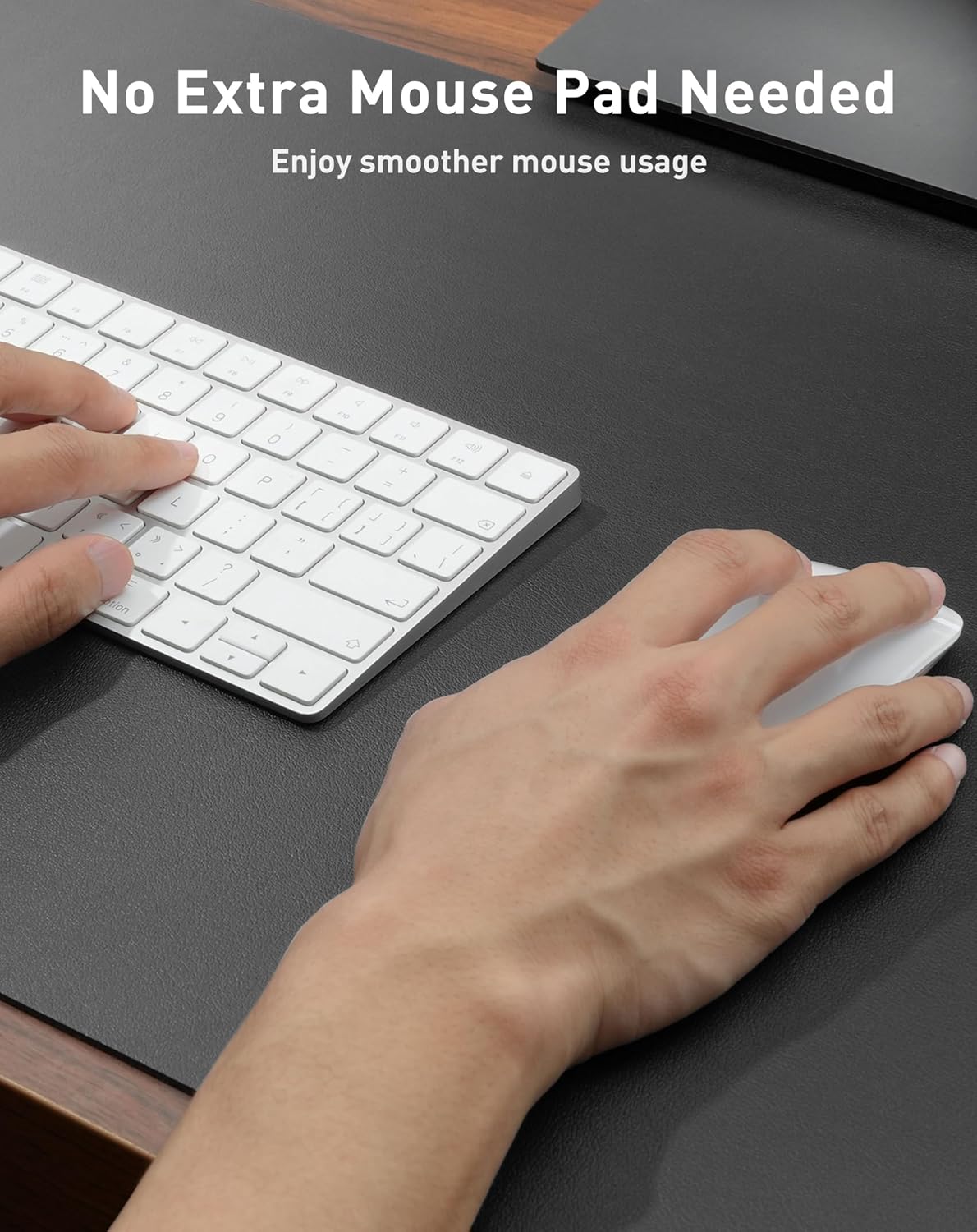 Aothia Leather Office Desk Pad Protector, Non-Slip PU Leather Desk Blotter, Waterproof Laptop Writing Mouse Pad for Office and Home, Black, 31.5" x 15.7" - Colors B