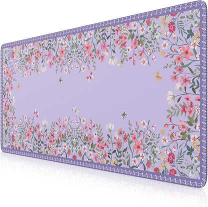 Desk Mat,Mouse Pad for Office Desk,35.4x15.7in,Pink Flowers