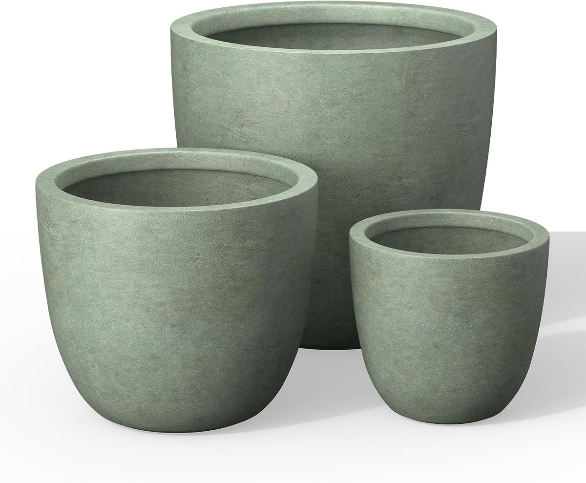 Kante 8.9" H x 10" W Small Concrete Planter, Compact Desktop Plant Pot with Drainage Hole & Rubber Plug – Lightweight Breathable Cement Container for Succulents, Cactus, Herbs, Indoor Outdoor, Gift