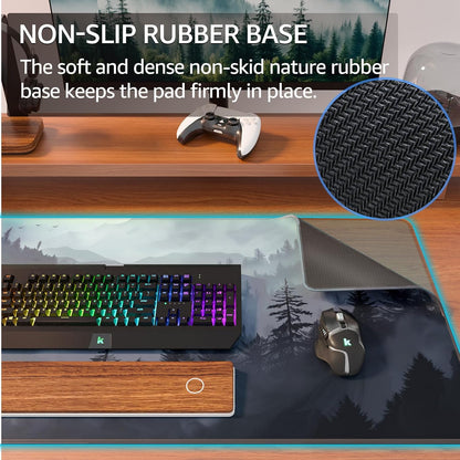 KTRIO Large Gaming Mouse Pad Desk Mat for Gamer, 31.5" x 11.8", Black, XL | Extended Size Design, Superior Micro-Weave Cloth, Non-Slip Rubber Base, Durable Stitched Edges, Water-Resistant Coating