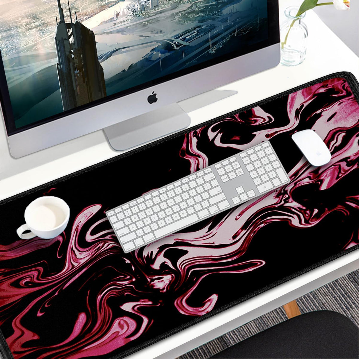 Large Gaming Mouse Pad, 31.5x15.7 inch Large Extended Computer Keyboard Mouse Mat, Water Resist Non-Slip Mousepad Rubber Base Long XXL Desk Mouse Pad for Work & Gaming, Office & Home, Black