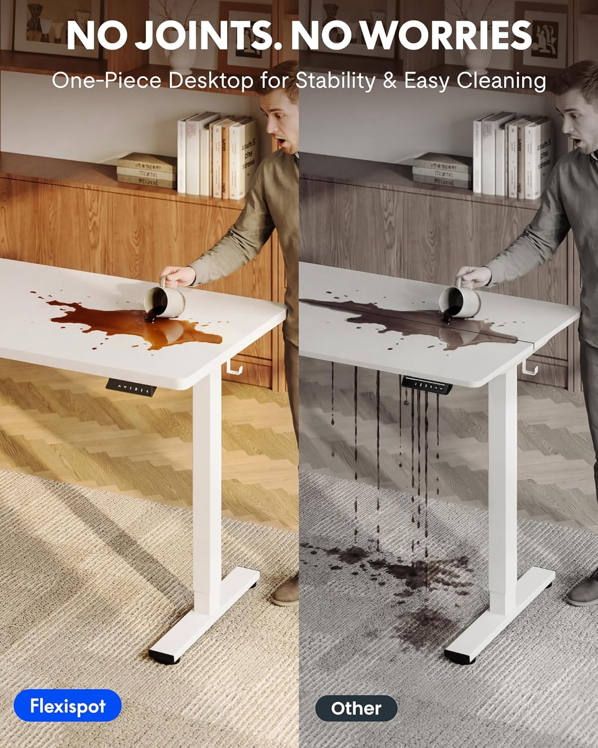 EN1 48"x24" One-Piece Standing Desk, White