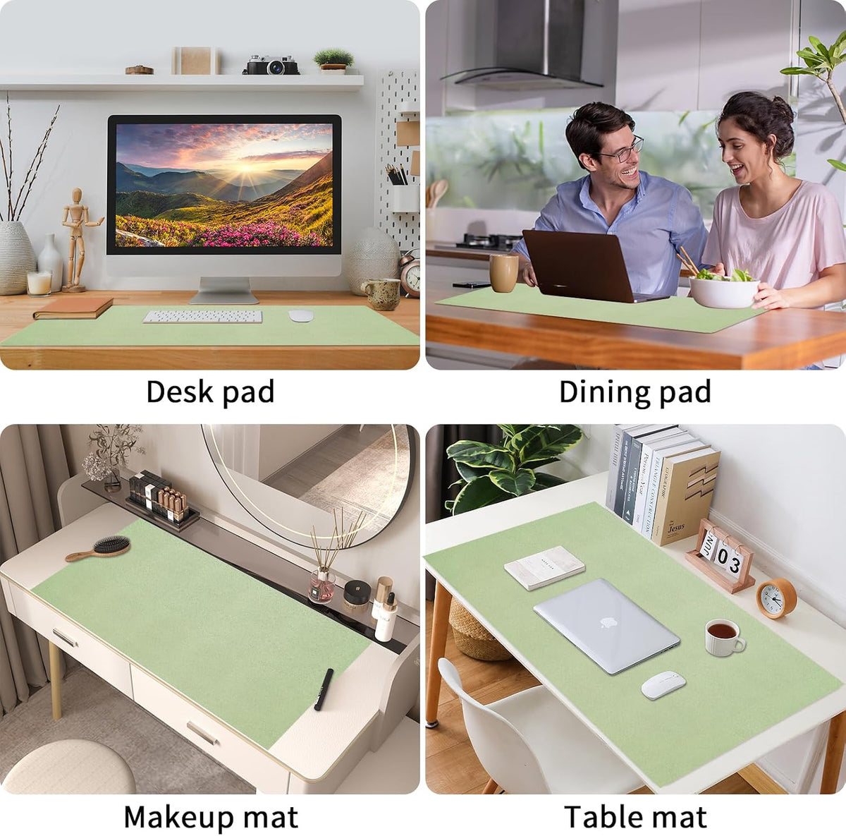Bloss Leather Desk Pad and Keyboard Wrist Rest, Large Mouse Pad + Keyboard Pad+Mouse Wrist Support, Non-Slip Desk Mat Protector for Office, Home(31.5×15.7 Inches,Beige) - Colors A