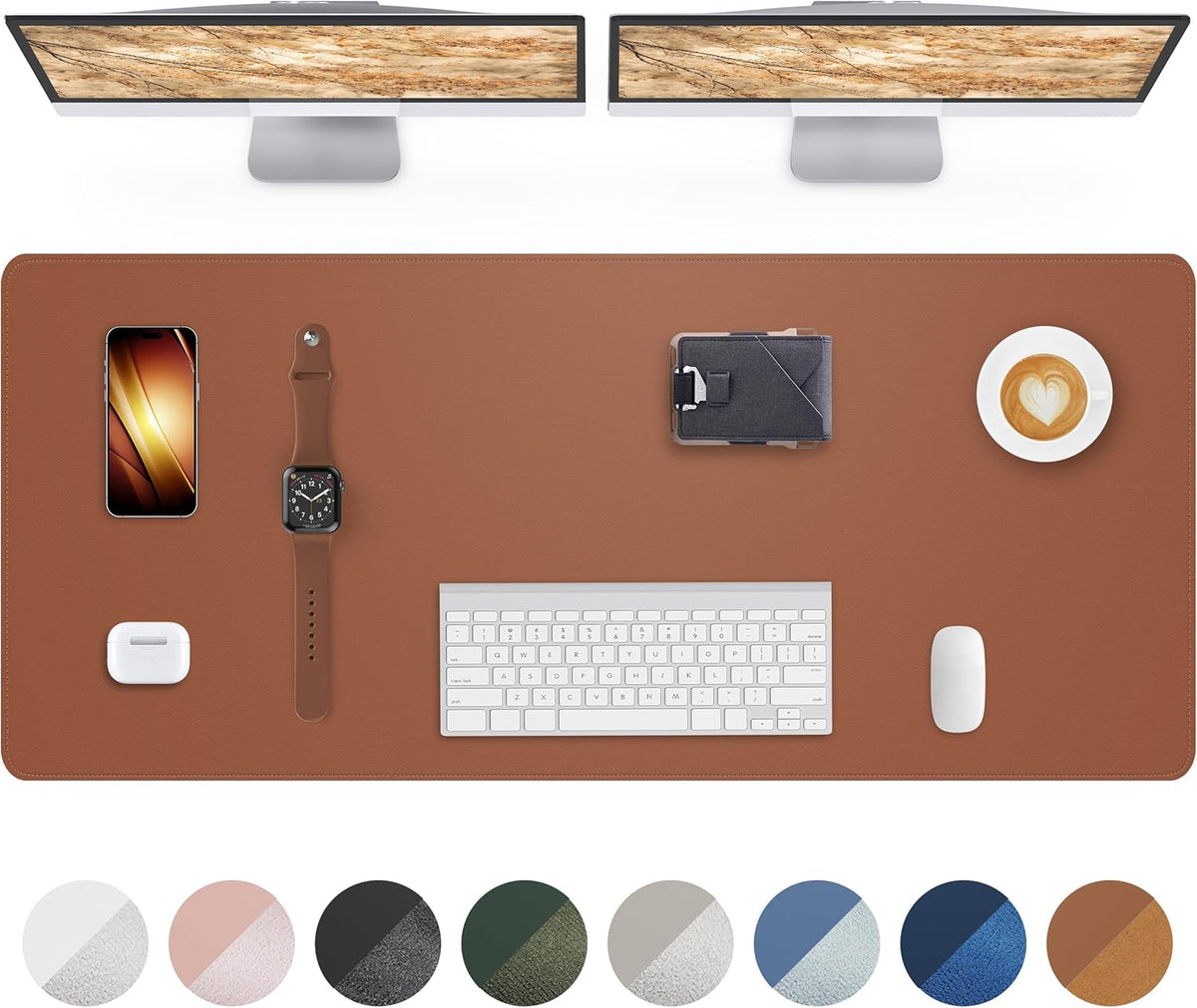 AFIING Large Desk Mat 55" x 24" - PU Leather Desk Pad Protector, Waterproof Non-Slip Extended Mouse Pad for Office Desk, Keyboard, Laptop and Home Workspace (Black)