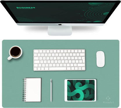 K KNODEL Large Office Leather Desk Mat, Mouse and Keyboard Pad, Computer and Laptop Mat, Desktop Protector and Cover, Writing Pad and Blotter (31.5"x15.7", Black)