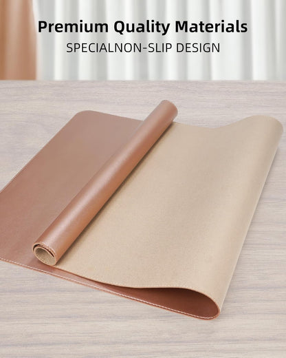 AFIING Large Desk Mat 55" x 24" - PU Leather Desk Pad Protector, Waterproof Non-Slip Extended Mouse Pad for Office Desk, Keyboard, Laptop and Home Workspace (Black)