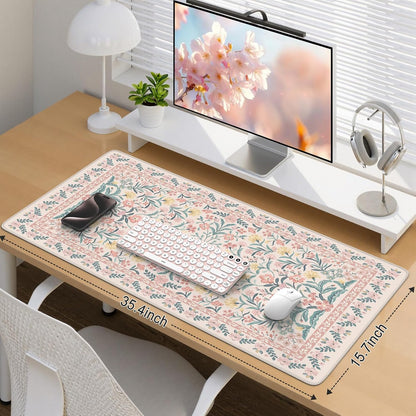 iCasso Desk Mat for Keyboard and Mouse, Large Mouse Pad, Desk Pad Mat, Anti-Slip Big Mousepad with Stitched Edges for Computer Desktop(Deep Green)