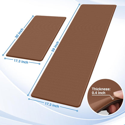 StepRite Kitchen Mats, 2PCS Kitchen Rugs, Cushioned Anti Fatigue Kitchen Mats for Floor, Non-Slip Standing Desk Mat, Waterproof Kitchen Rug Set for Kitchen, Floor, Office, 17.3"x30"+17.3"x47", Black
