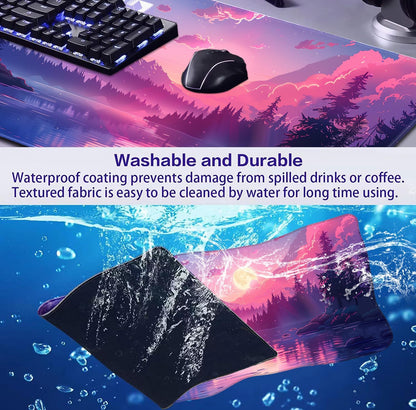 Retro American Flag XL Gaming Mouse Pad with Stitching Edge Laptop Desk Mat