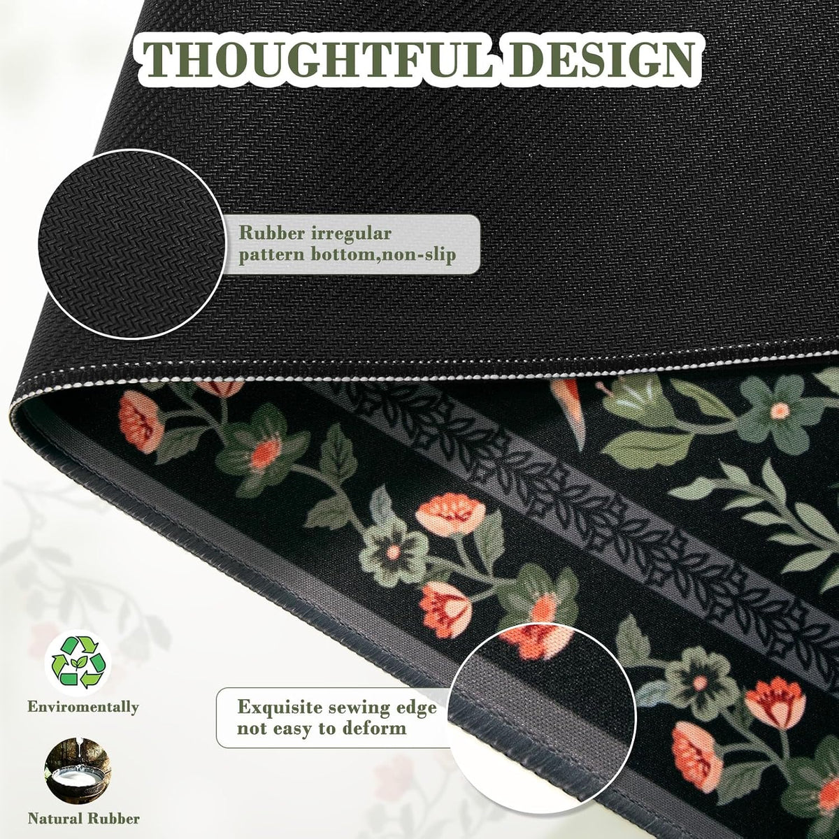 iCasso Desk Mat for Keyboard and Mouse, Large Mouse Pad, Desk Pad Mat, Anti-Slip Big Mousepad with Stitched Edges for Computer Desktop(Deep Green)