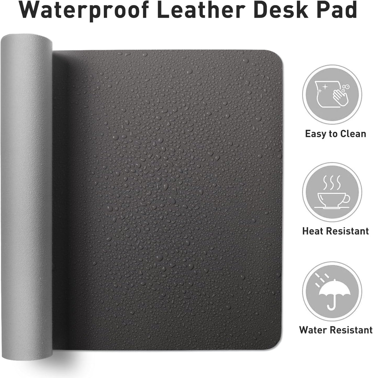 Aothia Leather Office Desk Pad Protector, Non-Slip PU Leather Desk Blotter, Waterproof Laptop Writing Mouse Pad for Office and Home, Black, 31.5" x 15.7" - Colors B