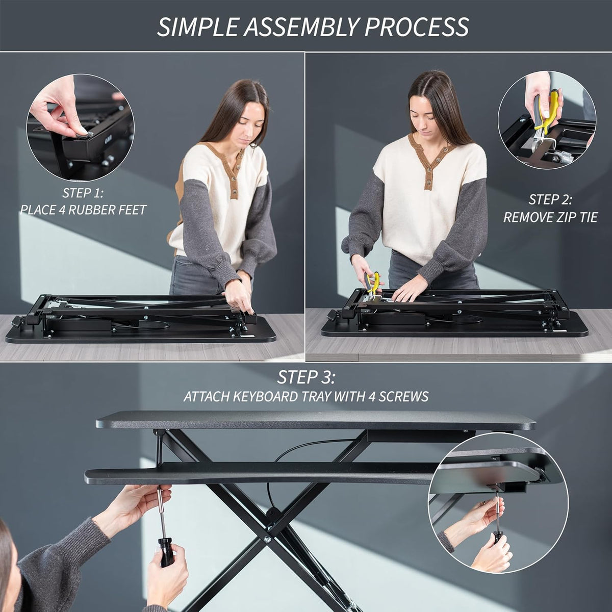 Black 32 in Standing Desk Converter, DESK-V000K