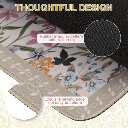 Desk Mat,Mouse Pad for Office Desk,35.4x15.7in,Pink Flowers
