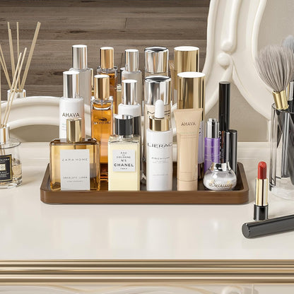 Small Bathroom Vanity Tray for Countertop Makeup Perfume Jewelry Decor Candle Keys, Small Black Kitchen Tray for Soap Dispenser Spice Bamboo Toilet Tray 7.9" L x 4" W x 0.79" H