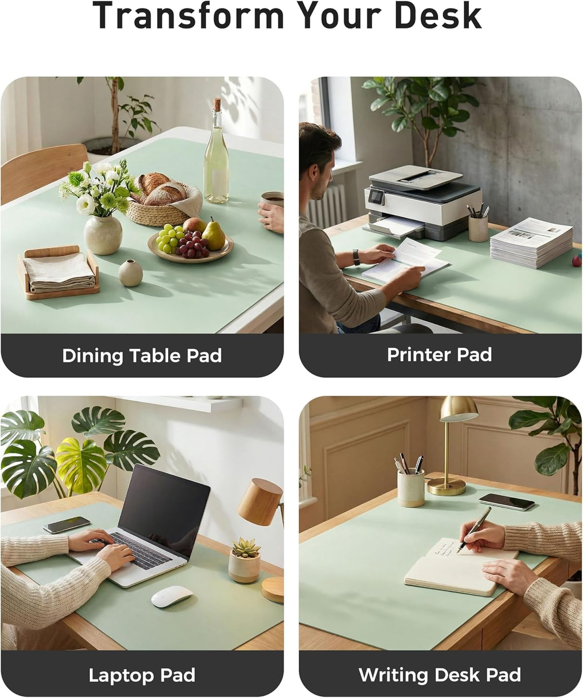 Aothia Leather Office Desk Pad Protector, Non-Slip PU Leather Desk Blotter, Waterproof Laptop Writing Mouse Pad for Office and Home, Black, 31.5" x 15.7" - Colors A