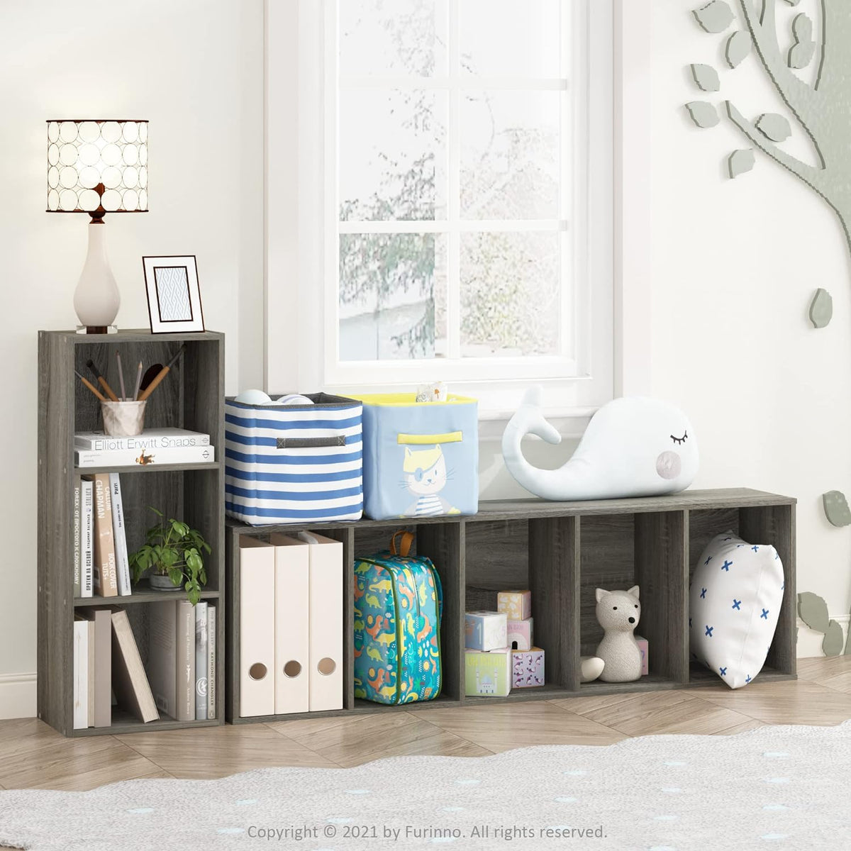 Furinno PASIR Book Shelf, 2-Tier Modern Bookshelf, Open Shelves Bookcase 9 x 12 x 21, Easy Assembly, for Living Room, Bedroom, Home Office, White