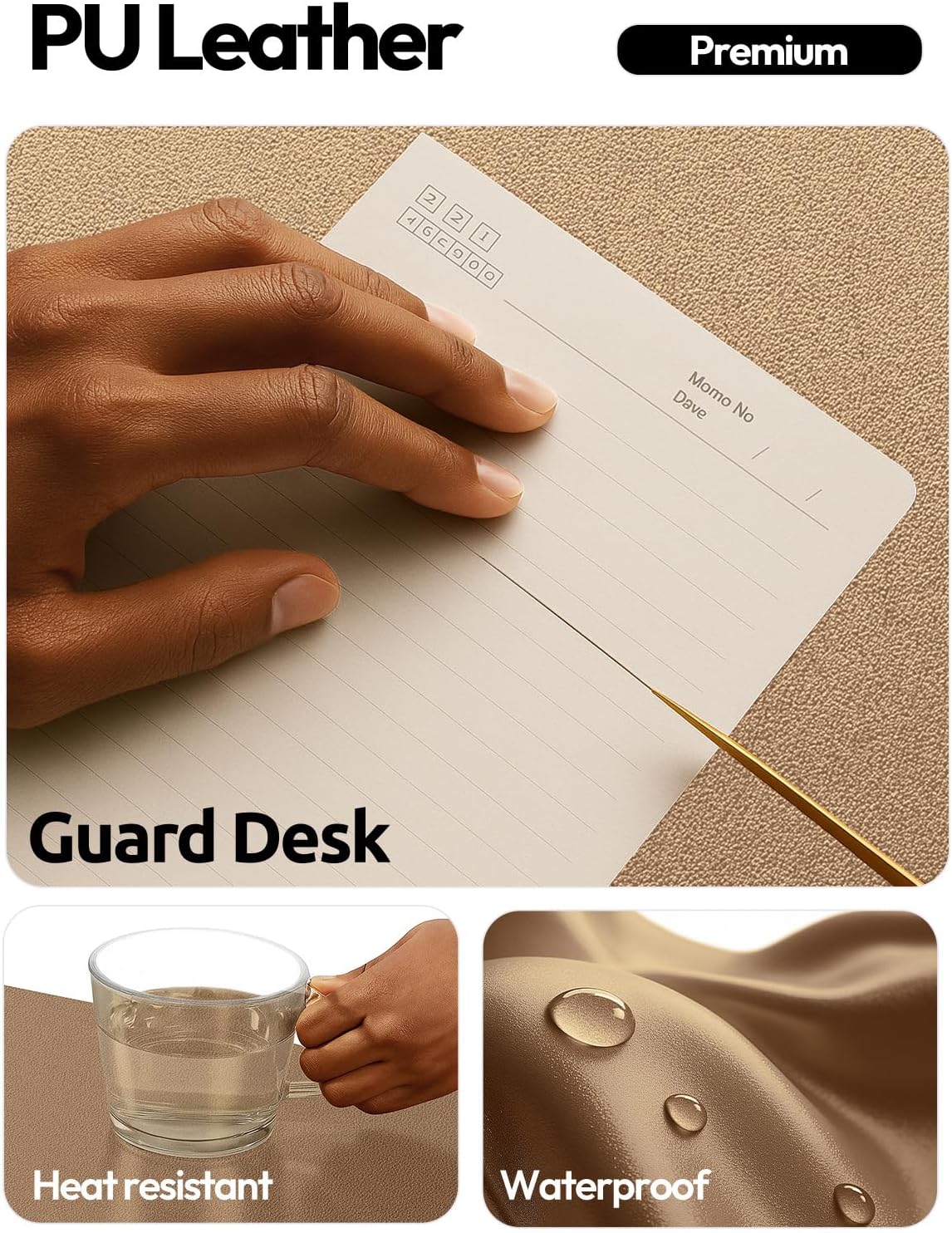 YSAGi Leather Desk Pad Protector, Office Desk Mat, Large Mouse Pad, Non-Slip PU Leather Desk Blotter, Waterproof Laptop Desk Writing Pad for Office and Home (23.6" x 13.8", Eggshell) - Colors A