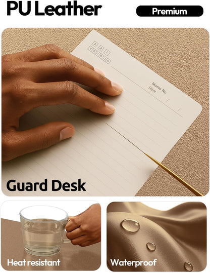 YSAGi Leather Desk Pad Protector, Office Desk Mat, Large Mouse Pad, Non-Slip PU Leather Desk Blotter, Waterproof Laptop Desk Writing Pad for Office and Home (23.6" x 13.8", Eggshell) - Colors A