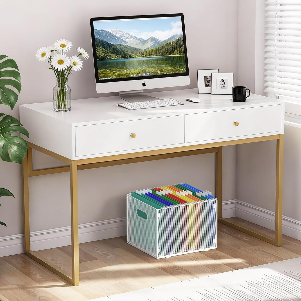 samstar Hanging File Organizer, Mesh File Folder Organizer File Crate File Cabinet Inserts Storage Box, Letter Size