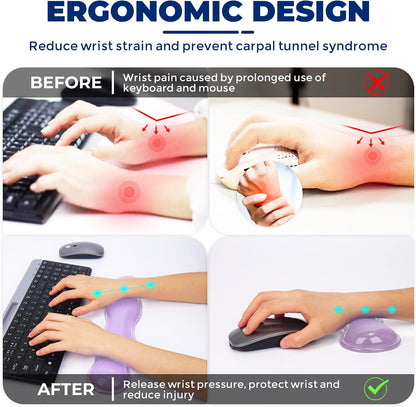Gel Wrist Rest for Keyboard and Mouse, Wrist Rest for Keyboard, Mouse Wrist Support, Pain Relief, Cool Touch, Non-Skid, Keyboard and Mouse Wrist pad Set