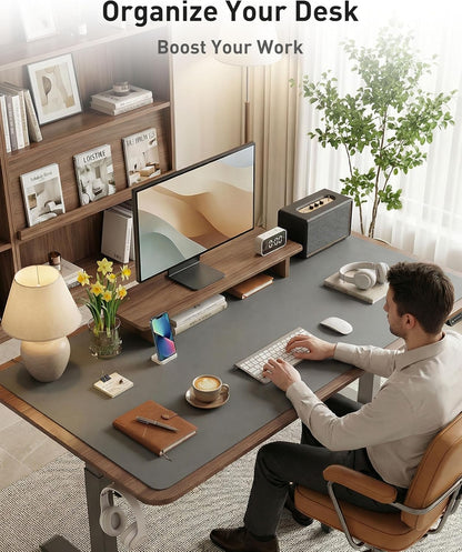 Aothia Leather Office Desk Pad Protector, Non-Slip PU Leather Desk Blotter, Waterproof Laptop Writing Mouse Pad for Office and Home, Black, 31.5" x 15.7" - Colors B