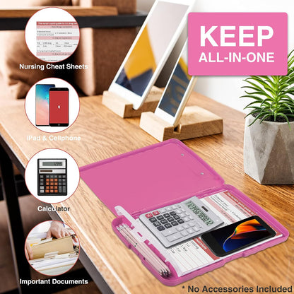 Clipboard with Storage, Clip Board 8.5 x 11 with Pen Holder, High Capacity Plastic Organization Case Box for Letter Legal A4 Size Paper, Nurses Teachers Must Haves, School & Office Supplies
