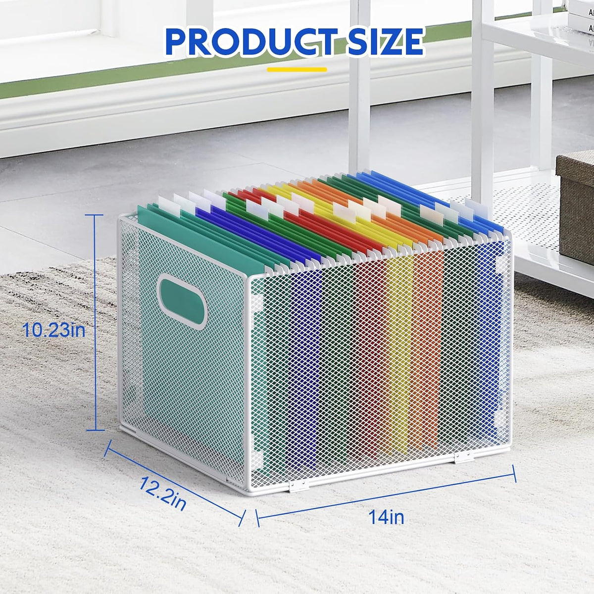 samstar Hanging File Organizer, Mesh File Folder Organizer File Crate File Cabinet Inserts Storage Box, Letter Size