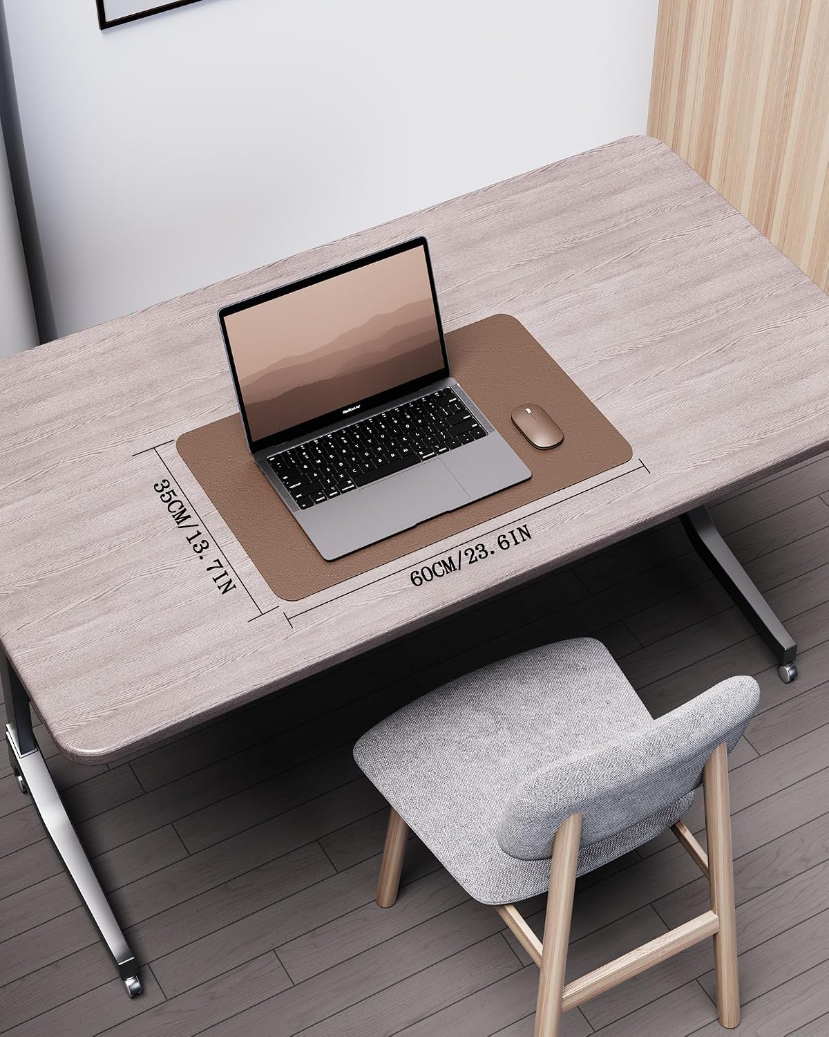 Double-Sided Desk Pad, 31.5"x15.7"Leather Desk Mat, Eco Cork Desk Pad Protector,Large Mouse Pad,Waterproof Desk Blotter for Office/Home(Coffee)