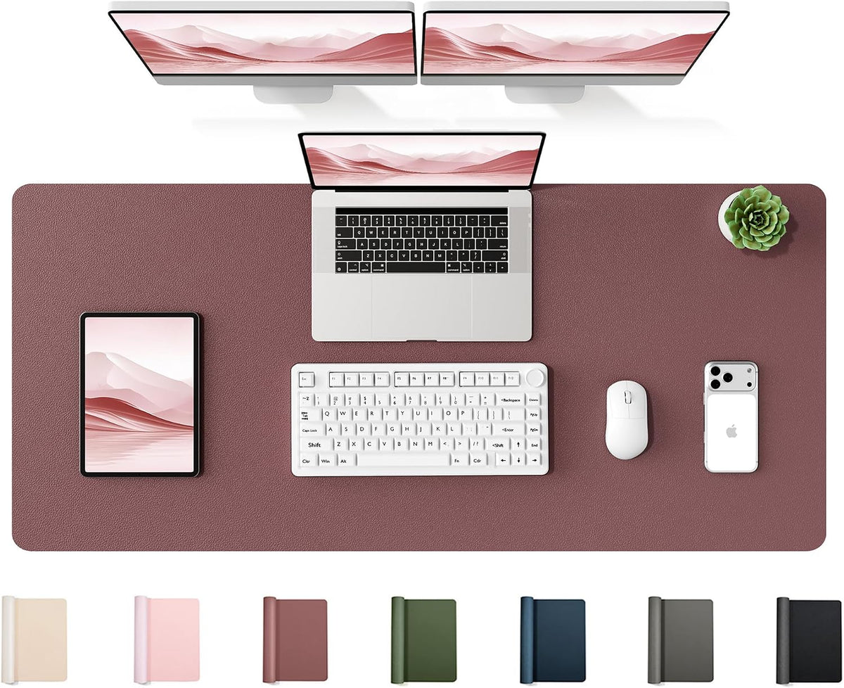 35.4" x 17" Large PU Leather Desk Mat for Keyboard and Mouse - Waterproof Non-Slip Desk Pad Protector for Office, Home, Writing Desk, Black