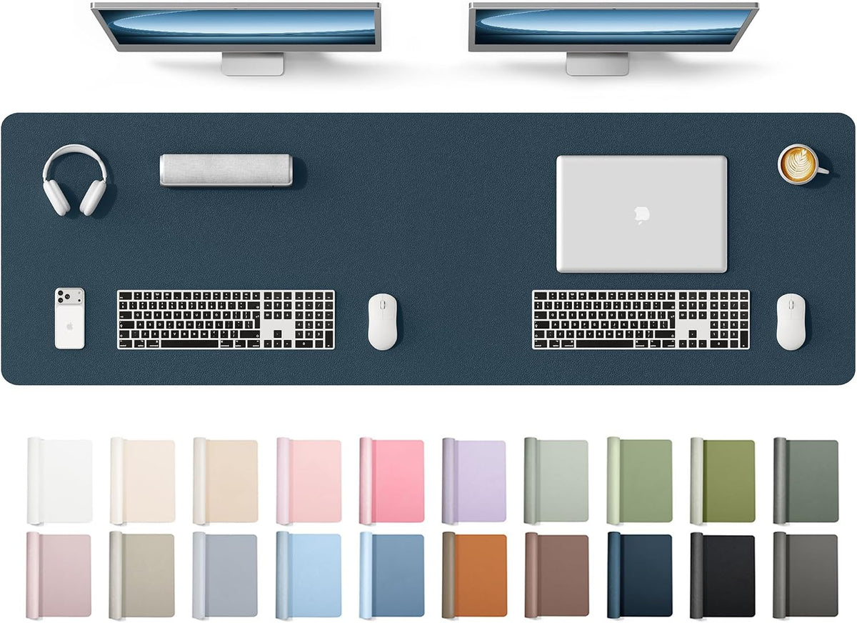 YSAGi Leather Desk Pad Protector, Large Mouse Pad, Non-Slip PU Leather Desk Blotter, Waterproof Writing Pad for Office and Home (31.5" x 15.8", Eggshell) - Colors B