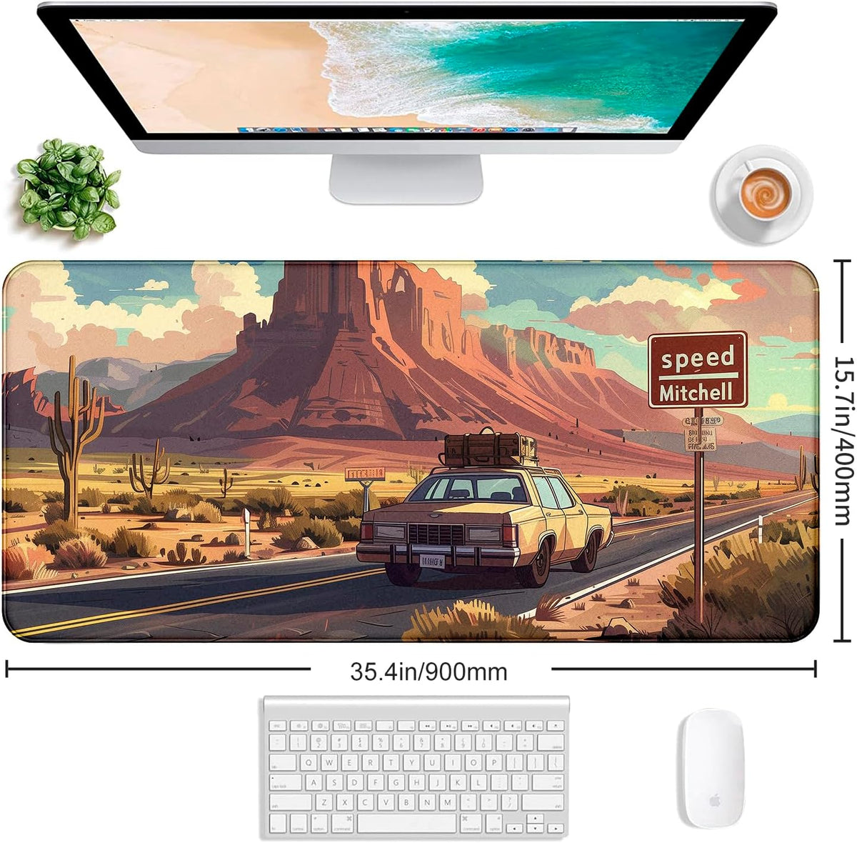 Retro American Flag XL Gaming Mouse Pad with Stitching Edge Laptop Desk Mat